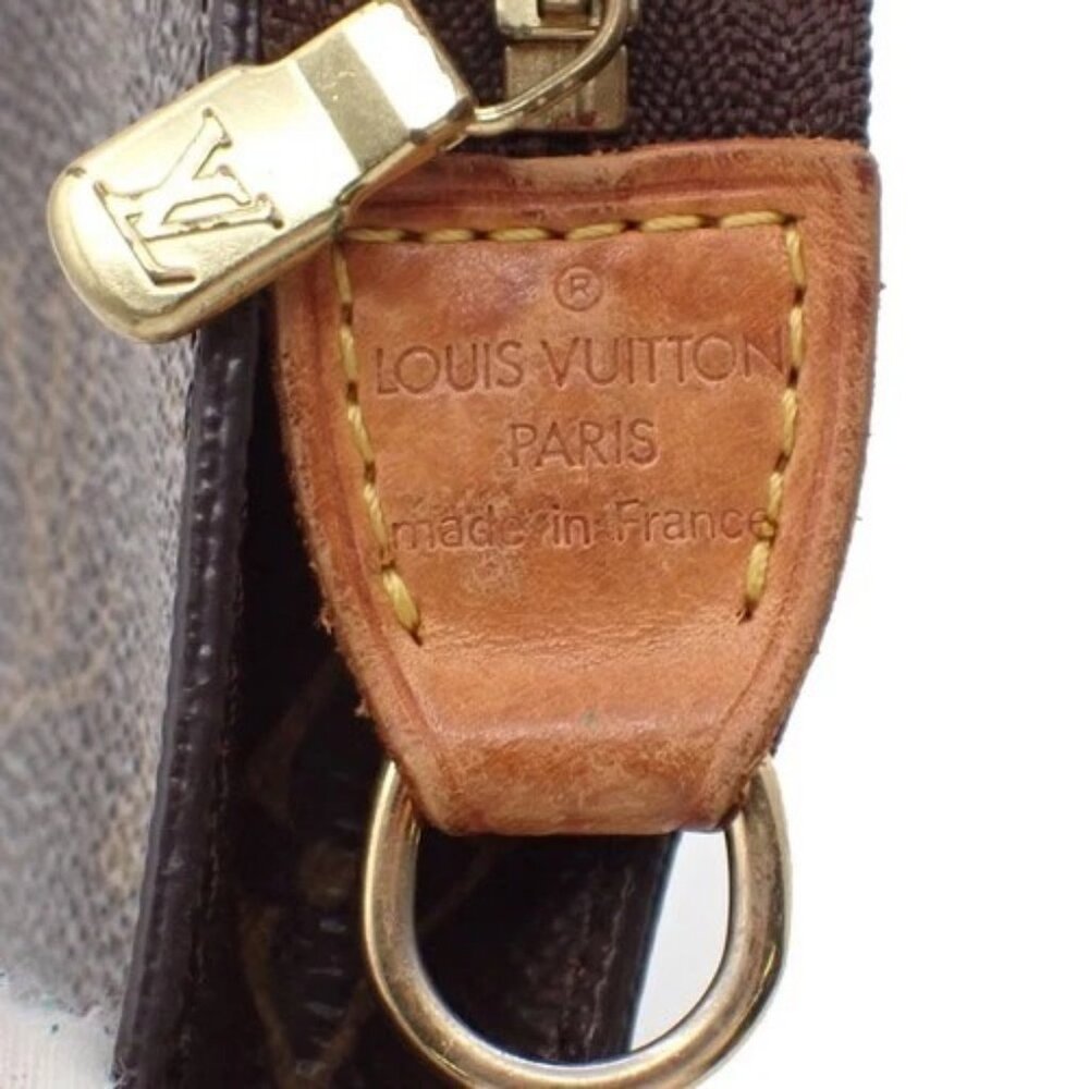 LOUIS VUITTON Logo BUCKET PM Pouch Bag Monogram Leather Brown France 60KB735 - Picture 14 of 14